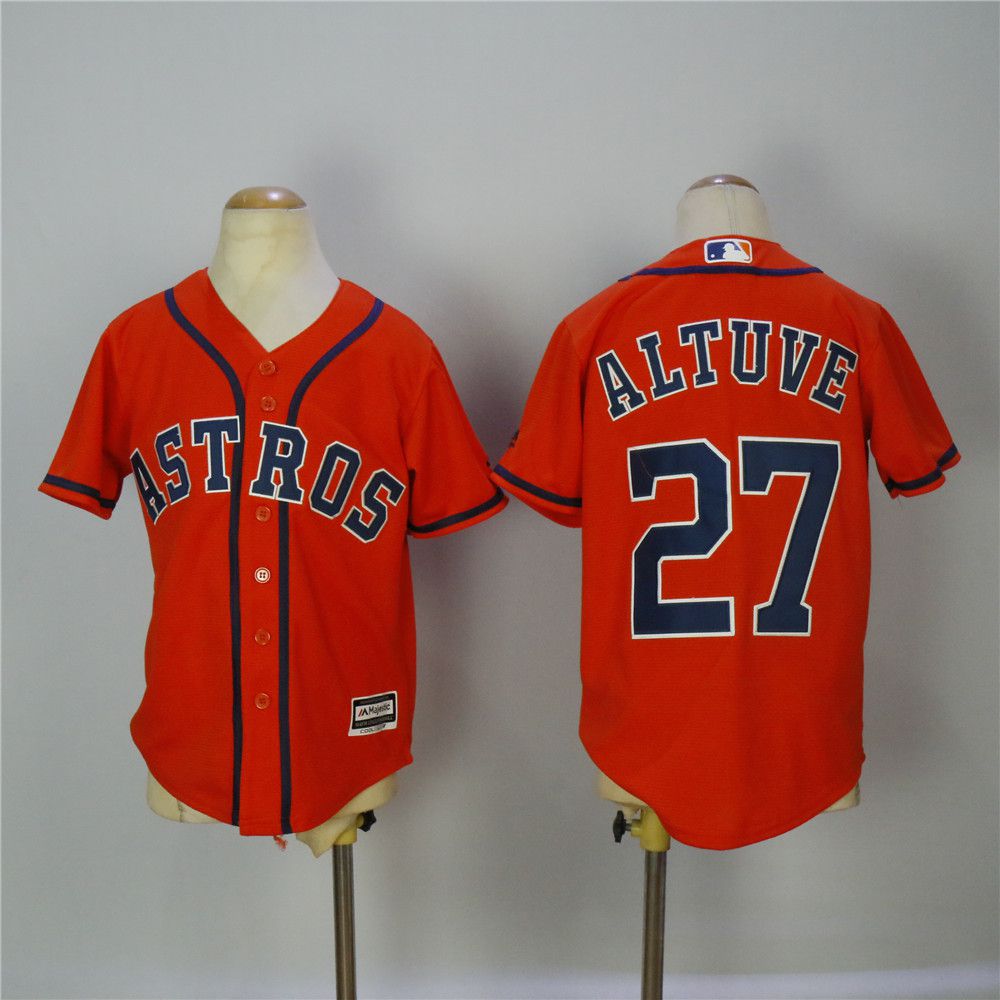 Youth Houston Astros 27 Altuve Orange MLB Jerseys
